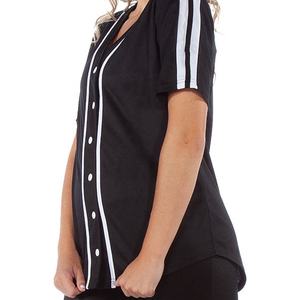 เสื้อกีฬาผู้หญิงคุณภาพสูง ระบายอากาศ แห้งเร็ว ผลิตจากโพลีเอสเตอร์ 100% คอวี สำหรับแฟนเบสบอลและซอฟต์บอล สามารถปรับแต่งได้ - Product Image 4