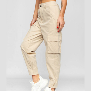 ขายส่งกางเกงผ้าแคนวาสเอวสูงทรงตรงสำหรับผู้หญิง ดีไซน์สั่งทำได้ ระบายอากาศ แห้งเร็ว เป็นมิตรกับสิ่งแวดล้อม ผ้าฝ้ายหนา 100% - Product Image 4