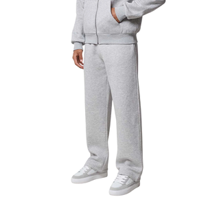 Men Winter Full <b>Zip</b> Hooded Solid Tracksuit Wide Leg <b>Trousers</b> Relaxed Fit <b>Side</b> Pockets Streetwear Wholesale Custom Two Piece - Product Image 6