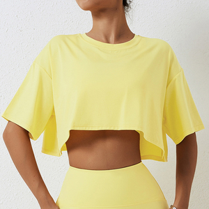 Camiseta Corta de Algodón 100% de Alta Calidad al por Mayor para Mujer, Antiarrugas, con Logotipo de Diamantes de Imitación, Estilo Deportivo Oversize - Product Image 3