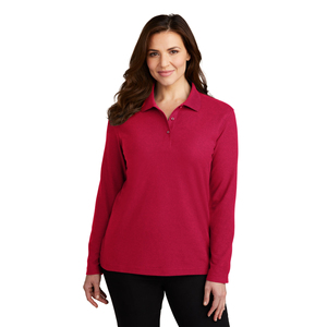 Polo blanc à manches longues pour femme, 100% coton, tricoté, couleur unie, coupe classique - Product Image 5