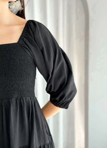Robe longue décontractée à col carré et manches mi-longues pour femme, motif floral, personnalisable, en coton et lin, coupe ample, pour l'été - Product Image 4