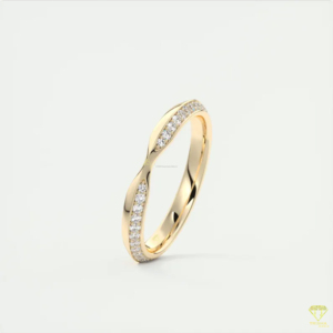 Elegante anillo de boda curvo con diamante cultivado en laboratorio en oro macizo, minimalista y apilable para mujer. - Product Image 5