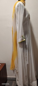 <b>White</b> Kaftan Dress Floral Embroidered Long Dress Moroccan Muslim Women Dress With Scarf - Product Image 4