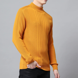 Suéter de Cuello Alto Acanalado para Hombre, Color Sólido, Manga Larga, Tejido de Punto, para Otoño, 100% Acrílico - Product Image 2
