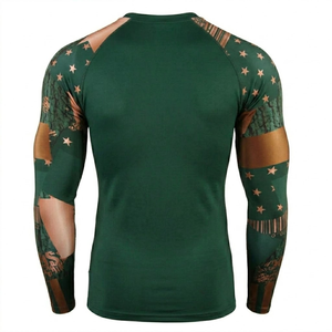 เสื้อรัดกล้ามเนื้อแขนยาวสำหรับผู้ชาย MMA Rash Guard ระบายอากาศได้ดี แห้งเร็ว พิมพ์ลาย สำหรับฝึกซ้อม BJJ ในยิม - Product Image 2