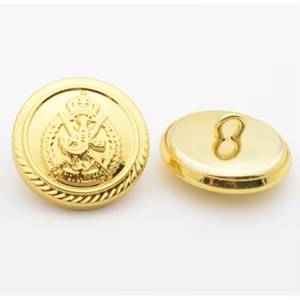 Custom Brass Zinc Alloy Round Shank <b>Buttons</b> 25mm 4mm Nickel-Free Embossed Logo Decorative Clothing Fastener for Uniform Apparel - Product Image 2