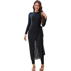Stylish Women's Modest 2 Piece Custom <b>Print</b> <b>Islamic</b> Burkini Set Letter Design Zippers Front Logo High Cut Bottom Breathable - Product Image 5