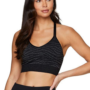 Sujetador deportivo negro con espalda cruzada para mujer, soporte medio, para fitness y entrenamiento - Product Image 1