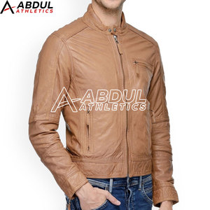 Veste d'hiver en cuir véritable pour hommes, style motard, chaude, avec fermeture éclair, coupe ajustée, décontractée, à la mode, pour la conduite en plein air et les voyages - Product Image 2