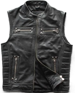 <b>Men</b>’s Vintage Black Leather Vest Genuine Leather Motorcycle Biker Vest for <b>Men</b> Classic Rider Style Sleeveless <b>Jacket</b> - Product Image 1