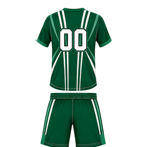 Ensemble short et maillot de rugby vert foncé et blanc, col en V, manches courtes, uniforme d'équipe respirant et léger, kit de sport personnalisé pour l'entraînement - Product Image 2