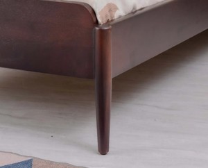 Solid Wood Queen <b>Bed</b> Frame Minimalist Design Teak Wood Natural Finish Round Legs Handmade Bedstead - Product Image 6