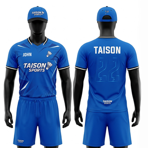 Premium 180 GSM polyester men badminton jersey breathable blue gradient panel design sublimation custom logo - Product Image 1