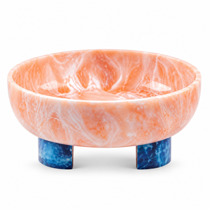 Vente en gros de bol à fruits en résine marbrée de style moderne, bol décoratif de luxe à spirale rose sur piédestal, centre de table pour la décoration du salon - Product Image 1