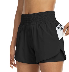 High Waist Solid Sporty <b>Shorts</b> With Pockets Quick Dry Elastic Waist Wholesale <b>Women's</b> Athletic <b>Shorts</b> Manufacturer - Product Image 3