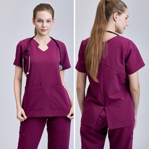 PROMOTION EXCEPTIONNELLE : Ensemble d'uniformes médicaux unisexes à col en V avec pantalon droit – Haut et pantalon de travail médical – OEM/ODM/Échantillon gratuit - Product Image 3