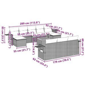 Conjunto de Sofás de Jardín en Negro y Crema, Muebles de Ratán para Exteriores con Cojines de Espuma de Alta Densidad, Diseño Contemporáneo Impermeable - Product Image 5