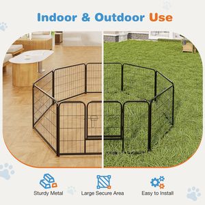 Clôture intérieure et extérieure de 8 panneaux de 32 pouces de haut pour animaux de compagnie et parc pour petits animaux de chiot Cage pour chien avec porte - Product Image 5