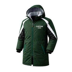 Wholesale Swim <b>Parka</b> <b>Jacket</b> <b>Waterproof</b> Hooded Long Winter Coat Black Green with Fleece Lining Custom Logo Team Sports <b>Jacket</b> - Product Image 1