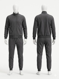 Custom Premium Men's Solid Charcoal Tracksuit Set Full Zip Jacket and Elastic Waist Jogger Pants Casual <b>Athletic</b> Sportswear Suit - Product Image 1