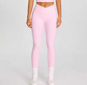 Leggings tricotés unis taille haute, longueur intégrale, extensibles, sportifs, pour toutes les saisons - Product Image 2