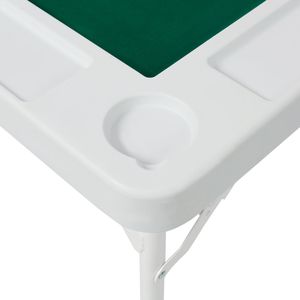 Tavolo da Mahjong Portatile per 4 Giocatori, Pieghevole Quadrato in Feltro Verde con Vassoi Porta Chip e Portabicchieri per il Gioco d'Azzardo - Product Image 6