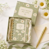 Carnet de notes LABON esthétique vert sauge à spirale, reliure double spirale dorée, format A8 mini, grille à pois, pour mémos quotidiens, idéal comme cadeau