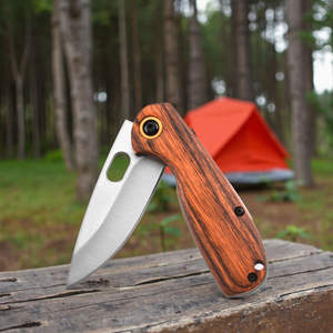 มีดพับขนาดเล็กสแตนเลส ด้ามไม้ เกรดอุตสาหกรรม OEM สำหรับกิจกรรมกลางแจ้ง แคมป์ปิ้ง ปรับแต่งได้ ความยาวรวม 1 ปี - Product Image 2
