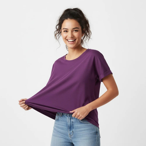 T-shirt uni à manches courtes pour femme – Confortable et décontracté, col rond, séchage rapide, très demandé - Product Image 4
