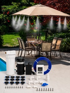 Système de pulvérisation à basse pression blanc et noir avec buse en laiton pour trampoline extérieur et piscine d'été - Product Image 1