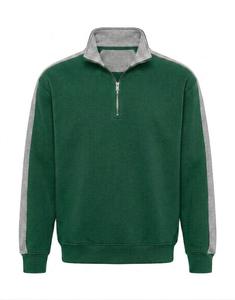 เสื้อฮู้ดซิปผู้ชายสีเขียวล้วนแบบสั่งทำพิเศษ คอตั้ง ระบายอากาศได้ดี แขนยาว ผ้าฝ้ายฟลีซ - Product Image 2