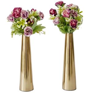 Vase en métal doré à cône fin pour la décoration intérieure, vase décoratif d'intérieur en aluminium noir de haute qualité en vrac unique - Product Image 1