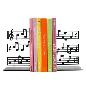 Sujetalibros decorativos con notas musicales de metal para estanterías, soporte para libros resistente, par, decoración para el hogar, oficina, biblioteca - Product Image 3