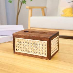 Caja de pañuelos decorativa de madera con acabado antiguo para decoración vintage del hogar y cafeterías - Product Image 6