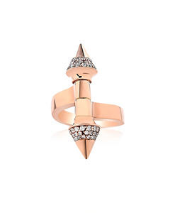 Anillo de Lujo con Doble Punta y Diamantes Redondos, Oro 10K 14K 18K, Plata 925 935, Joyería Fina de Diseño Moderno - Product Image 4