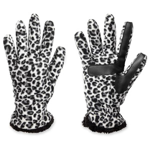 Gants d'hiver chauds pour femmes, imprimé léopard, en polaire, compatibles écran tactile, en microfleece thermique, pour la conduite, avec patch en cuir PU sur la paume - Product Image 3