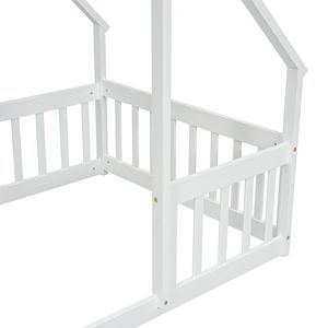 Letto a castello bianco a forma di casetta in legno con sponde di sicurezza per bambini - Product Image 2