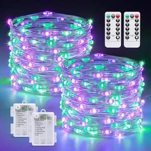 Confezione da 2 Luci a Stringa LED da 33 Piedi con 100 LED, Funzionamento a Batteria, 8 Modalità e Telecomando per Decorazioni di Halloween, Portico e Caminetto - Product Image 1