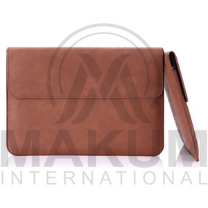 Brown PU Leather & Original Leather <b>Laptop</b> <b>Sleeve</b> with Flap Closure and Inner Pocket for Portable Protection - Product Image 2