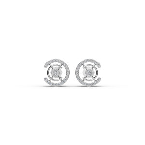 Boucles d'oreilles pendantes style vintage C Curve, géométriques, avec diamant de laboratoire, plaqué or 14K 18K, or rose, pierre principale en or pavé et coquillage - Product Image 5