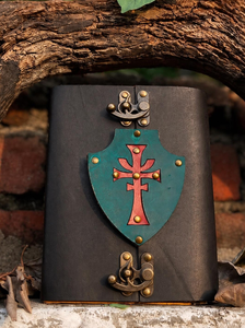 Handmade Leather <b>Journal</b>, Medieval Shield Cross Design, Gothic <b>Diary</b>, Rustic Vintage Indiana Jones - Product Image 5