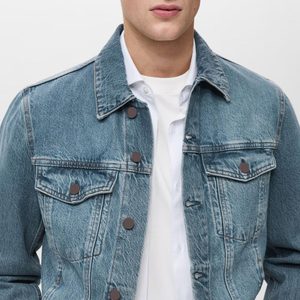 Veste en jean anti-rétrécissement pour homme, de bonne qualité, coupe ajustée décontractée, manches longues, prix usine, pour l'hiver, veste unisexe élégante pour homme - Product Image 5