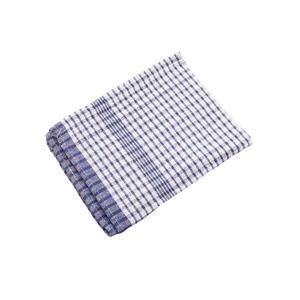 Serviette de cuisine en coton à carreaux, rectangulaire, tissée, lavable en machine, 17x28 pouces, 220 g/m², idéale pour les boutiques, motif bleu et blanc - Product Image 1