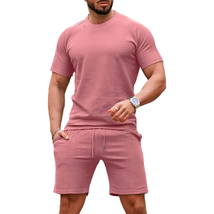 Ensemble de jogging 2 pièces pour homme en coton 100% de haute qualité, respirant et à séchage rapide, avec logo personnalisé, t-shirt à manches courtes, idéal pour l'été - Product Image 3