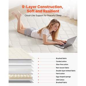 Tapis Tatami Japonais Queen Size 80 x 60 x 2,5 cm Blanc Pliable 9 Couches avec Sac de Rangement et Attaches pour Dortoir, Méditation, Yoga - Product Image 3