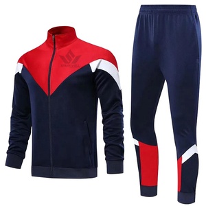 Conjunto Deportivo Rojo para Hombre, Chaqueta con Cierre Completo y Cuello Alto, Pantalones Deportivos con Detalles Negros, Ropa Deportiva Informal para Otoño - Product Image 5