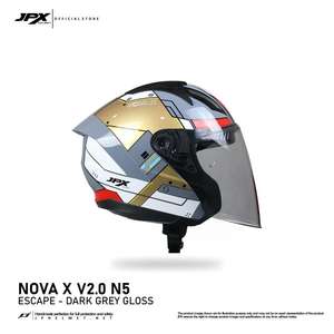 Casque demi-face JPX Nova X V2 avec motif X V2 N5, doté d'une double visière et d'un design élégant uni pour le motard moderne - Product Image 2