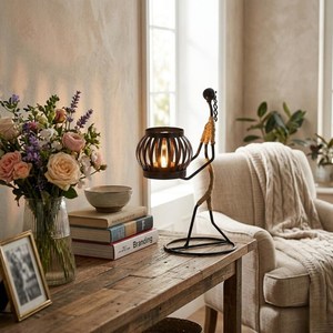 <b>Black</b> African Woman Candle Table Decorations Nordic Home Decor Metal Iron <b>Lanterns</b> and Candle Jars Candlestick Candle Holder UO - Product Image 4