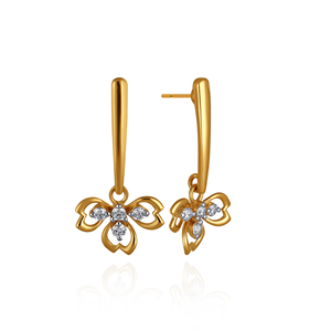 14K Gold Plated Lab Grown Round Brilliant Cut Heart Flower <b>Stud</b> Earrings <b>for</b> Women CZ Diamond Fashion Jewelry - Product Image 2